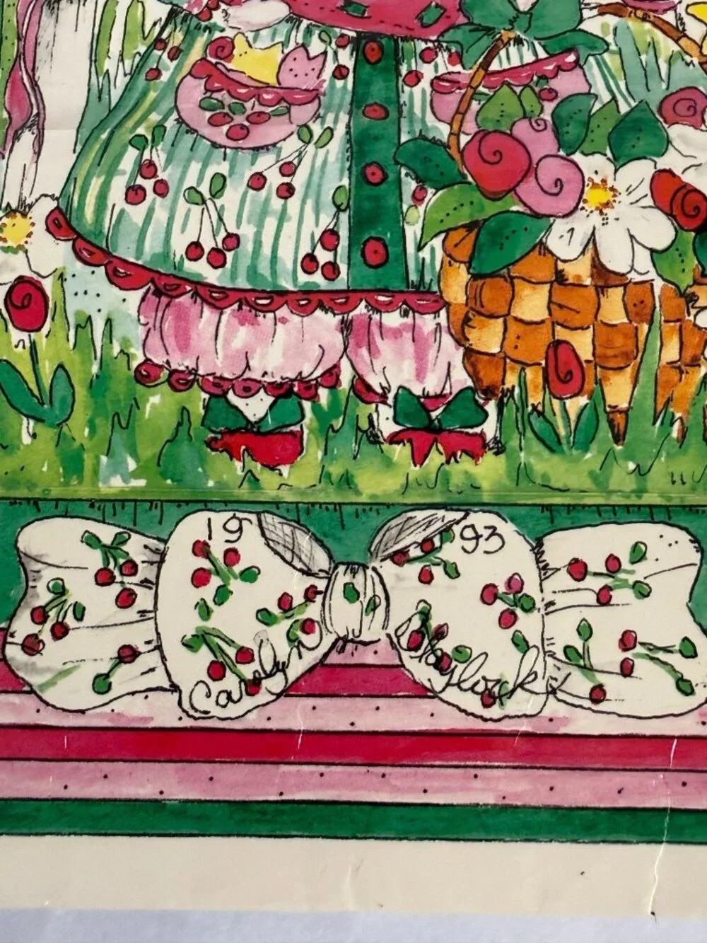 Vintage Here's My Heart Gift Bag Carolyn Blaylock 1995 Cottage Granny Core Heart